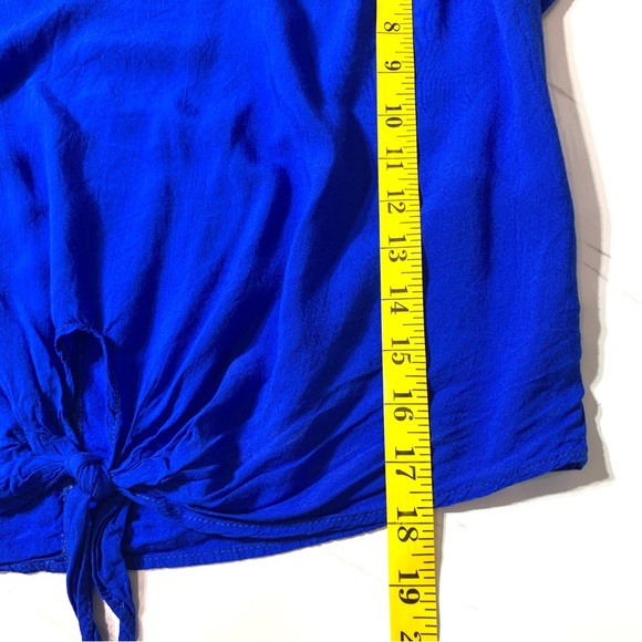 ANTHROPOLOGY Poetry Royal Blue Tie Front Semi Cropped Top Size Small - Picture 8 of 9